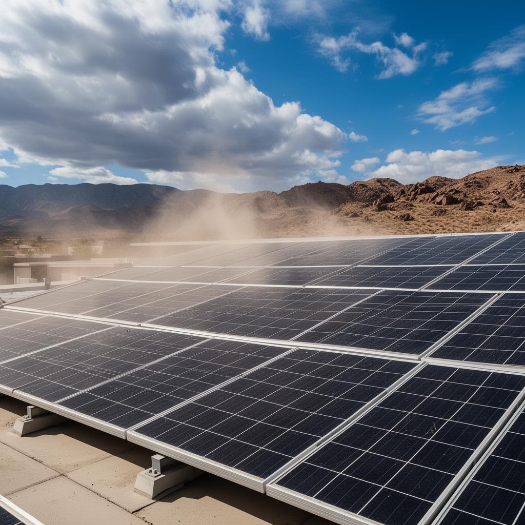 Durable solar panels on a rooftop in desert conditions